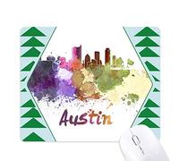 Beauty Gift Austin America Ville Aquarelle Tapis de Souris Green Pine Tree Tapis en Caoutchouc