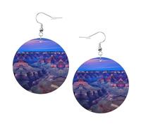 Beauty Grand Canyon Boucles d'oreilles rondes élégantes en cuir Accessoires tendance et uniques pour un usage quotidien, taille unique