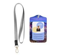 Beauty Grand Canyon - Porte-badge professionnel en cuir synthétique imprimé avec lanière - Fenêtre transparente imperméable pour le personnel de bureau et d'hôpital.