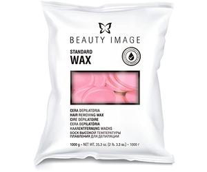 BEAUTY IMAGE Cire Dépilatoire avec de la Cire d'Abeille. Épilation Sans Bandes pour le Corps, les Aisselles, le Visage, les Sourcils et les Zones Sensibles. Peaux Sensibles. Rose Musquée [1 Kg]