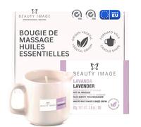 BEAUTY IMAGE Grande Bougie de Massage - Senteur Lavande [80 gr de 4 à 5 Massages Complets du Corps] Huile Chaude pour Massage Professionnel. Qualité Fabriqué en Europe. Massage Sensuel.