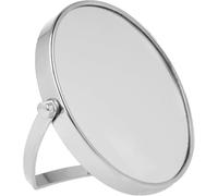 Beauty Makeup Mirror - Pedestal Mirror For Bathroom And Vanity - Round Mirror With Normal View And 5x Magnification - Silver Chrome Makeup Mirror