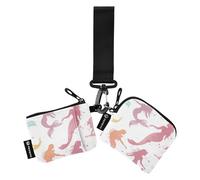 Beauty Mermaid Lot de 2 pochettes porte-monnaie pour femme avec fermeture éclair Blanc, Beauty Mermaid Blanc, 1 size, Moderne