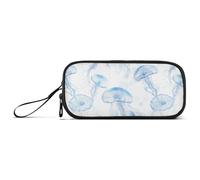 Beauty Moon Jellyfish Trousse à crayons en nylon blanc grande capacité avec fermeture éclair pour adolescents