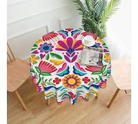 Beauty Nappe ronde mexicaine florale lavable en polyester pour cuisine, fête, pique-nique, salle à manger, 152,4 cm