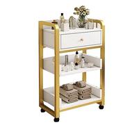 Beauty Nizer Chariot de salon mobile avec tiroirs - Chariot de rangement avec roues verrouillables pour barbier et équipement de spa, design élégant blanc doré, 80 x 44 x 34 cm