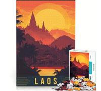 Beauty of Laos Puzzles 1000 pièces | Découpe de précision Liste de souhaits avec le Père Noël Vacances anti-stress à la maison Tuer le temps 52x38cm