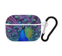 Beauty Peacock Organiseur pour écouteurs Airpods Pro résistant aux chocs avec mousqueton et clip anti-chute pour Airpods Pro 2ème génération, blanc