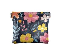 Beauty Petit porte-monnaie en cuir coloré pour femme avec fermoir fantaisie et porte-cartes pour femmes, garçons et filles, motif floral coloré, taille unique, moderne, Motif floral coloré, Taille