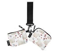 Beauty Polar Bear Lot de 2 porte-monnaie pour cartes de crédit avec porte-clés pour le travail et les voyages Blanc, Ours polaire blanc beauté, 1 size, Moderne