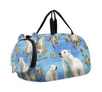 Beauty Polar Bear Sac de sport léger avec compartiment à chaussures pour voyage, sport, fitness et entraînement Bleu
