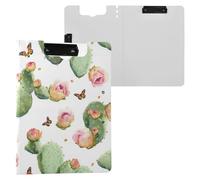 Beauty Prickly Pear Fruit Porte-bloc pliable avec double clip Porte-stylo avec couverture Porte-bloc Folio Entrepreneur médical Blanc