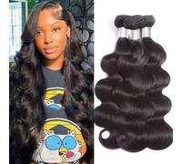 Beauty Princess Lot de 3 extensions de cheveux humains brésiliens ondulés 8A non transformés 18 20 22