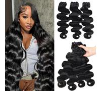 Beauty Queen Extensions de cheveux humains ondulés 16A (55,9 cm, 50,8 cm, 45,7 cm) 100% cheveux humains vierges non traités Remy complets et épais, tissage rapide, couleur naturelle