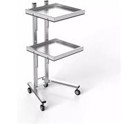 Beauty Salo Trolley Cart O Wheels,Chariot Rollig en Métal à 3 Niveaux,Acier Inoxydable Salo Rangement Stad avec Roues Chariot Plateau Chariot De Rangement Kitche Chariot De Rangement, Silver