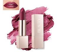 Beauty Searcher Rouge à lèvres à l'éclat métallique, rouge à lèvres à fort impact avec formule crémeuse hydratante, rouge à lèvres couvrant avec un fini mat, sans cruauté (02# Marron coupable)