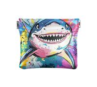 Beauty Shark Petit porte-monnaie en cuir coloré aquarelle pratique pour femme