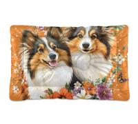 Beauty Shetland Lit lavable doux et antidérapant pour chiens de berger et chat de petite, moyenne et grande taille, orange, 91,4 x 61 cm