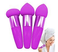 Beauty Sponge - 3PCS High-Density Foundation Puff, Makeup Blender With Handle | Dry Wet Cosmetic Tool, Travel Accessory, Perfect For Foundation Concealer Blush Makeup Application Daily Home Profession