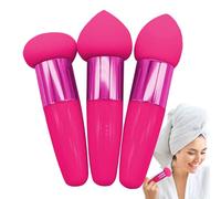 Beauty Sponge - 3PCS High-Density Foundation Puff, Makeup Blender With Handle | Dry Wet Cosmetic Tool, Travel Accessory, Perfect For Foundation Concealer Blush Makeup Application Daily Home Profession