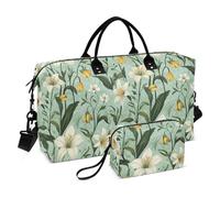 Beauty Spring Flowers Green Decorative Carry On Personal Item Bag Sports Duffel Bags with Toiletry Bag for Gym Pliable Bolsas de para Mujer en Avion