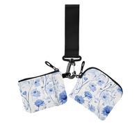 Beauty Spring Flowers Lot de 2 pochettes pour pièces de monnaie et cartes de crédit avec fermeture éclair pour femme Motif marguerites bleues, fleurs de printemps bleu marguerite, 1 size, Décontracté