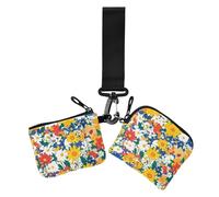 Beauty Spring Flowers Lot de 2 portefeuilles à double dragonne pour femme avec fermeture éclair amovible et sangle de poignet, fleurs de printemps colorées vives, 1 size, Décontracté