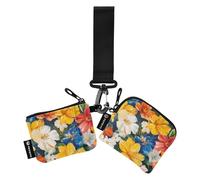 Beauty Spring Flowers Porto Rico Flor De MAGA_75792_3 Portefeuille pour pièces de monnaie pour femme Porte-cartes fin plat Protecteur de carte d'identité avec poche zippée pour femme 2 paquets