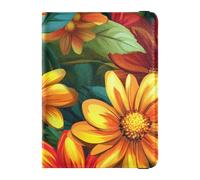 Beauty Spring Flowers Rouge et Jaune Marguerites Porte-passeport en cuir mignon pour voyage Documents de voyage Protecteur mignon Carnet de passeport pour homme Léger, fleurs de printemps de beauté