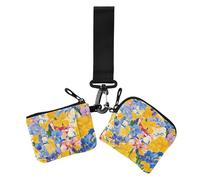 Beauty Spring Lot de 2 porte-cartes pour femme avec fermeture éclair et poche zippée Motif floral coloré, Beauté printemps fleur colorée, 1 size, Décontracté