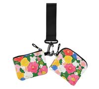 Beauty Spring Lot de 2 portefeuilles à monnaie fins et portables avec poche zippée pour femme Motif floral coloré, Beauté printemps fleur colorée, 1 size, Décontracté