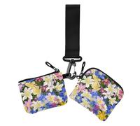 Beauty Spring Lot de 2 portefeuilles doubles pour femme Motif floral coloré Porte-monnaie avec porte-clés, Beauté printemps fleur colorée, 1 size, Décontracté