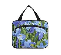 Beauty Spring Trousse de toilette à suspendre avec crochet pour homme Motif fleurs d'iris bleues Taille L