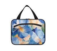 Beauty Spring Trousse de toilette compacte à suspendre avec crochet Motif fleurs d'iris Bleu Taille L