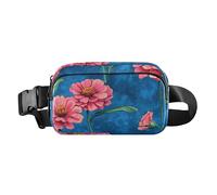 Beauty Zinnia Sac banane tendance pour homme et femme Grande capacité avec sangle réglable pour cyclisme, randonnée, gym, Beauty Zinnia Blue, Moderne