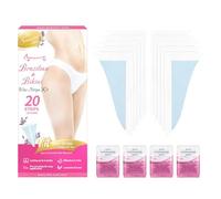 Beauty7 Bande de Cire Froide Bikini pour Epilation du Bikini Formes Prédécoupées Depilatory - 20 Bandes à Froide Maillot avec 4 Lingettes d'Huile Apaisantes pour Peaux Sensibles Cire Epilation Intime