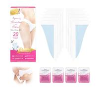 Beauty7 Bandes de cire froide pour bikini & épilation brésilienne pour peau sensible Bandes de cire brésilienne pour zone bikini peau sensible 20 bandes éveillées & 4 lingettes nettoyantes à l'huile