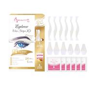Beauty7 Bandes de cire pour sourcils 24 bandes préformées | Avec 6 lingettes d'huile de soin - Forme précise sans découpe - Épilation du visage - Bandes de cire - Noix de coco