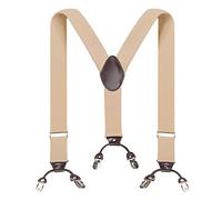 Beauty7 Bretelles Vintage Elastique pour Hommes et Femmes Une Taille Convient Tous Les Clips Pinces Forts Style Y Diverses Couleurs,1m40 - 1m85,Beige
