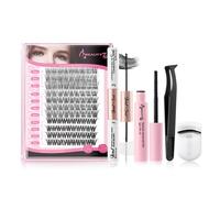 Beauty7 Diy Extension de Cils Kit 103pcs Faux Cils Individuel 3 Styles Bouquet Cils 13mm-16mm avec Bond and Seal Applicateur Pince Crème Dissolvant de Colle Recourbe-cils DIY Cils Ensemble