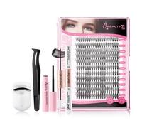 Beauty7 Kit Extension de Cils 30D + 40D Ensemble 220pcs Cluster Lash Volume D Curl Cils avec Colle Cils, Brosse, Dissolvant Gel