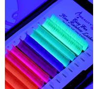 Beauty7 Néon Lash Extension EASY FAN Volume Russe D Curl 0,07mm Colorés Extension de Cils Individuels Cluster Lash Mixte Longuer Cils a Cils Plateau Semi Permanents Faux Cils