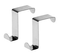 BEAUTYBIGBANG Crochet de Porte en Acier Inoxydable 2 Réversibles pour Porte Standart et Placard Armoire Crochets Porte Serviette Cuisine sans Perçage Argenté