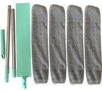 BEAUTYBIGBANG Plumeau pour le nettoyage, longue portée, télescopique, lavable, espace plat sous l'appareil, nettoyeur en microfibre, brosse de nettoyage lavable (125 cm avec 4 chiffons)