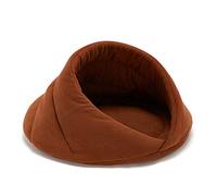 beautyhe Coussin pour Chien Pliable Semi-Fermé Loger Niche Chien IntéRieur Chaud Cotonel Mode Lit Chien pour Sommeil Profond Les Chats Chatons Chiots Petits Chiens Camel,Small