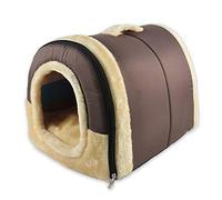 beautyhe Coussin pour Chien Pliable Semi-Fermé Loger Niche Chien IntéRieur Chaud Cotonel Mode Lit Chien pour Sommeil Profond Les Chats Chatons Chiots Petits Chiens Brown