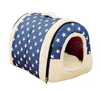 beautyhe Coussin pour Chien Pliable Semi-Fermé Loger Niche Chien IntéRieur Chaud Cotonel Mode Lit Chien pour Sommeil Profond Les Chats Chatons Chiots Petits Chiens Blue