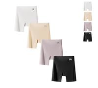 Beautykomi/Dotted Xin Sous-vêtement en soie glacée pour femme Taille haute Contrôle du ventre Culotte lifting des hanches en soie glacée, 4 pièces - A, XL