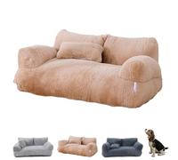 BEAUTYLAST Canapé-lit apaisant pour animal de compagnie - Lit en peluche moelleux lavable (55 x 45 x 25 cm, kaki)