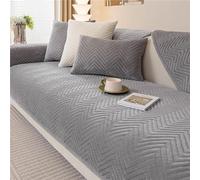 BEAUTYLAST Housse de canapé en peluche épaisse à chevrons antidérapante, douce, lavable, extensible, confortable, en peluche solide, anti-rayures et antidérapante - Gris - 90 x 160 cm